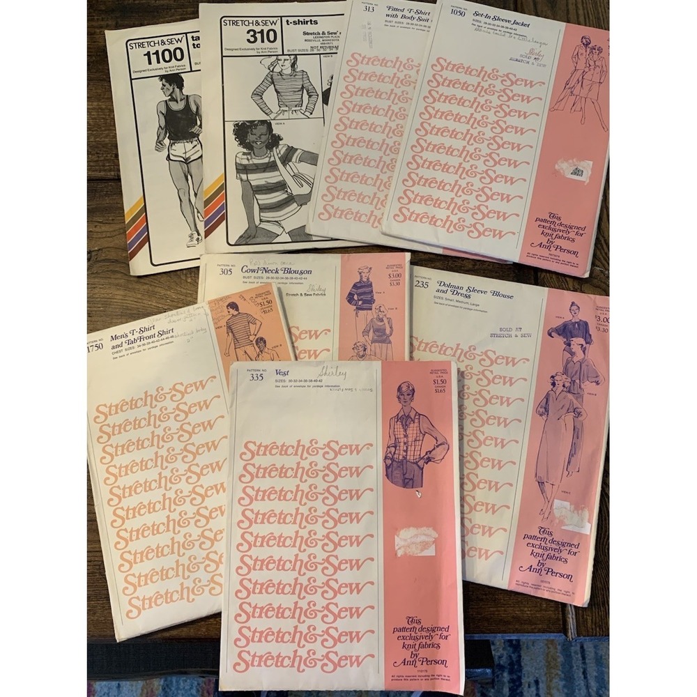 Stretch And Sew Vintage Patterns Lot of 8 Womens‎ Men Top Vest Jacket